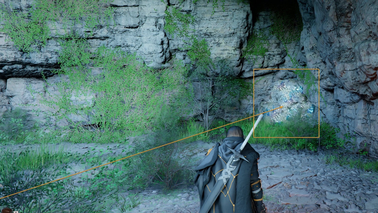 Blocked cave entrance at Wyvern's Cradle