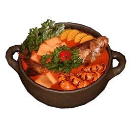 丰盛的浓郁鱼汤料理